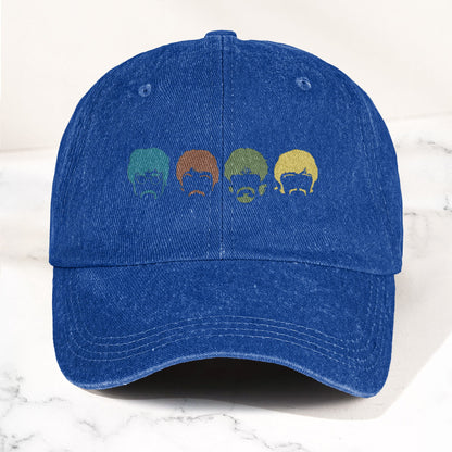 The Fabulous Four Faces Denim Cap – Retro The Beatles Tribute Merch Dad Hat (With Box)