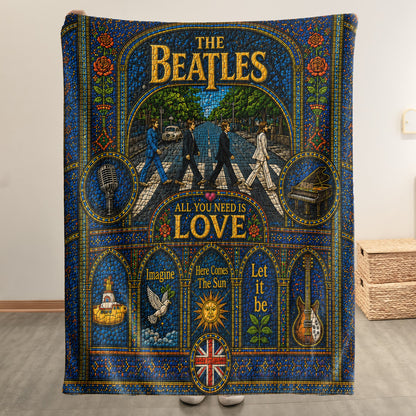 The Beatles Abbey Road Sherpa Blanket – Yellow Submarine Stained Glass Blanket