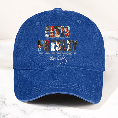 Elvis Presley Denim Dad Cap – Iconic Album Collage Design ( With BOX)