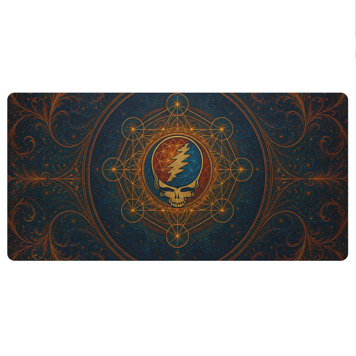 Grateful Dead Sacred Geometry Steal Your Face Desk Mat – Non-slip Office Gift Keyboard Pad Birthday Gift For Music Lovers