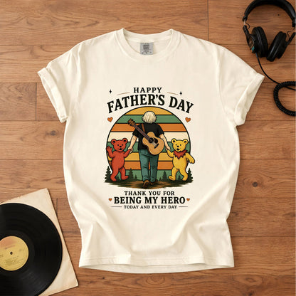 Father’s Day "My Hero" Graphic T-Shirt – Retro Music Grateful Dead Inspired Gift For Dad Tee