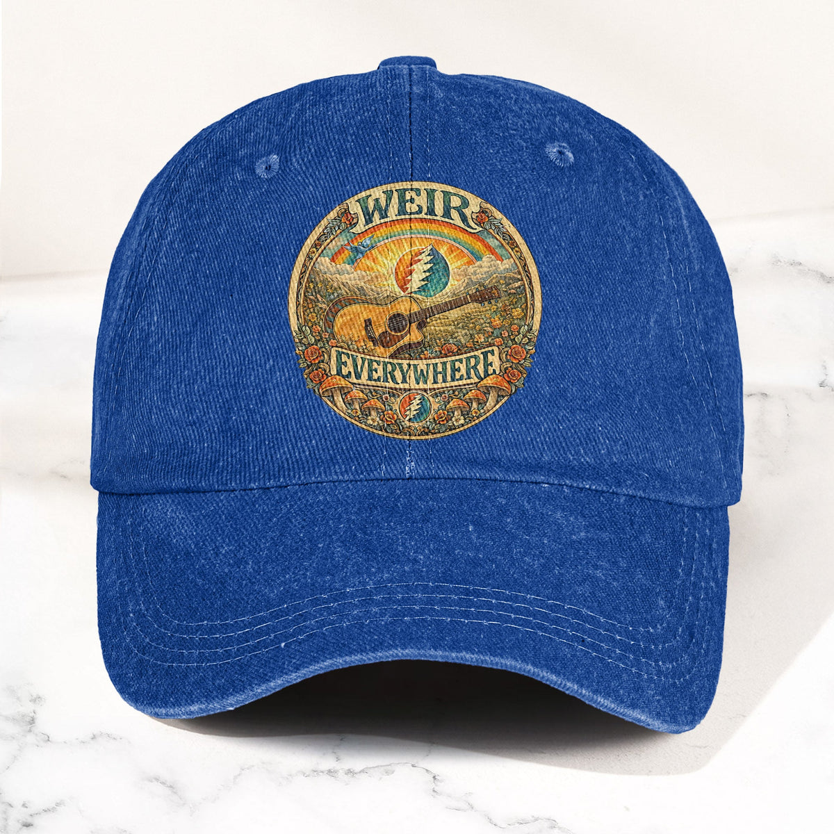 Grateful Dead Bob Weir Everywhere Acoustic Guitar Denim Cap – Retro Vintage Dad Cap Gift For Dad (With Box)