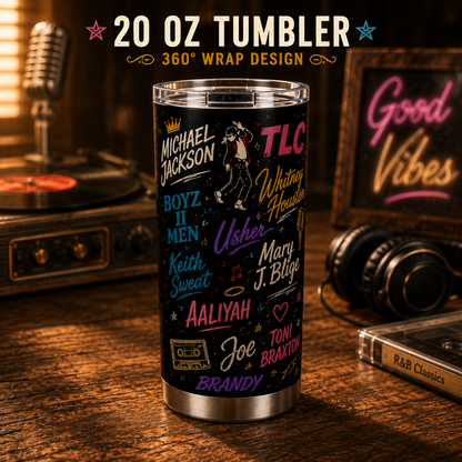 90s R&B & Pop Legends 20oz Stainless Steel Tumbler – Michael Jackson Music Travel Mug