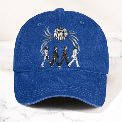 The Beatles Here Comes the Sun Denim Cap – Retro Rock Music Fan Cap Gift For Dad (With Box)