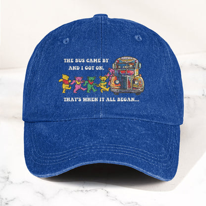 Grateful Dead Further Bus And Dancing Bears Denim Cap – Vintage Music Grateful Dead Merch Gift for Dad (With Box)