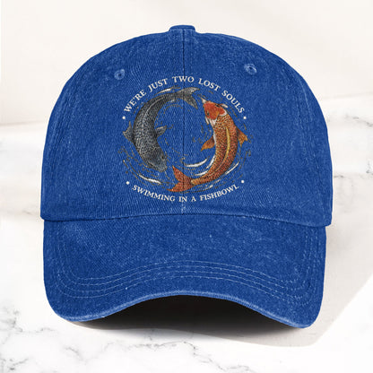 Pink Floyd We're Just Two Lost Souls Swimming In A Fish Bowl Vintage Denim Cap – Retro Dad Cap (With Box)