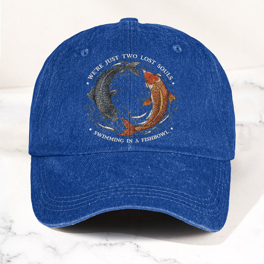Pink Floyd We're Just Two Lost Souls Swimming In A Fish Bowl Vintage Denim Cap – Retro Dad Cap (With Box)