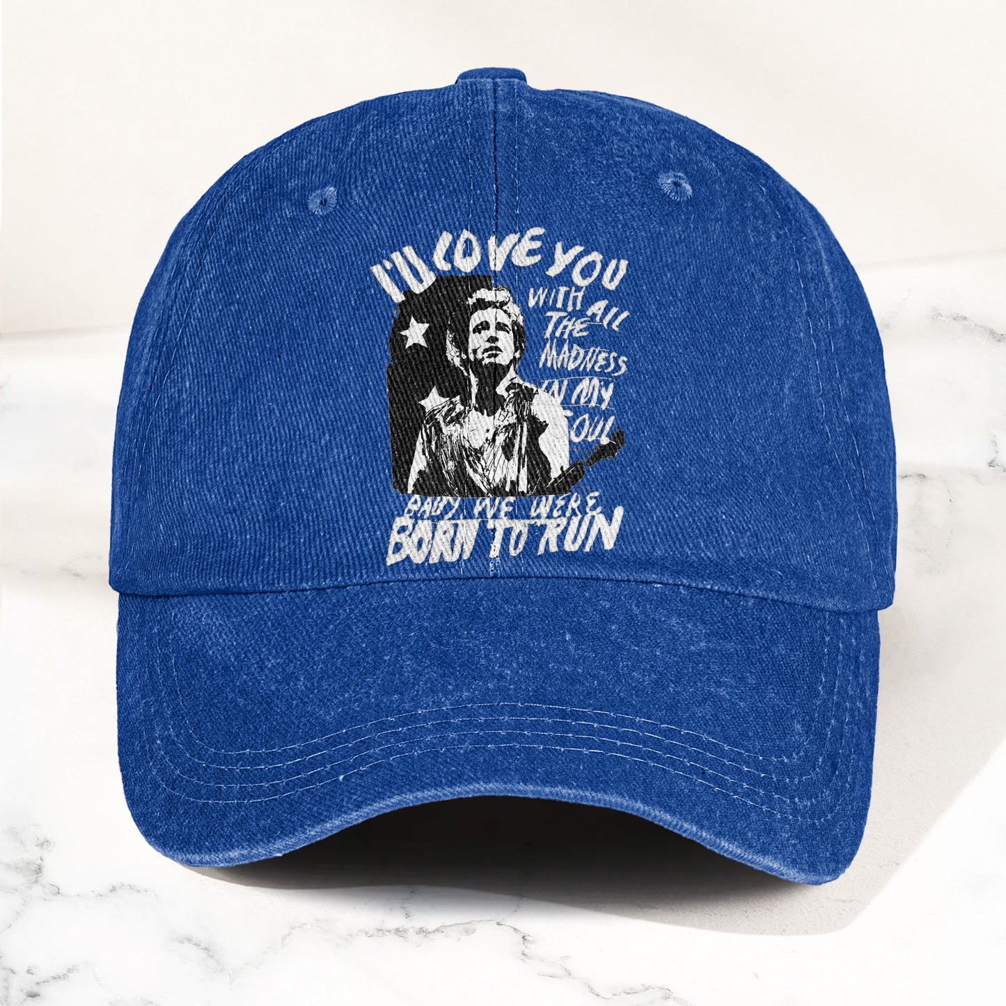 Bruce Springsteen Born to Run Lyrics Denim Cap – Retro Rock Music Fan Cap (With Box)