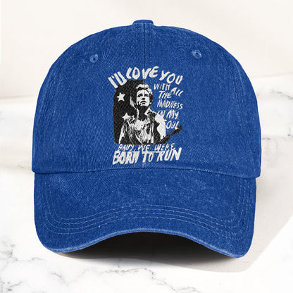 Bruce Springsteen Born to Run Lyrics Denim Cap – Retro Rock Music Fan Cap (With Box)