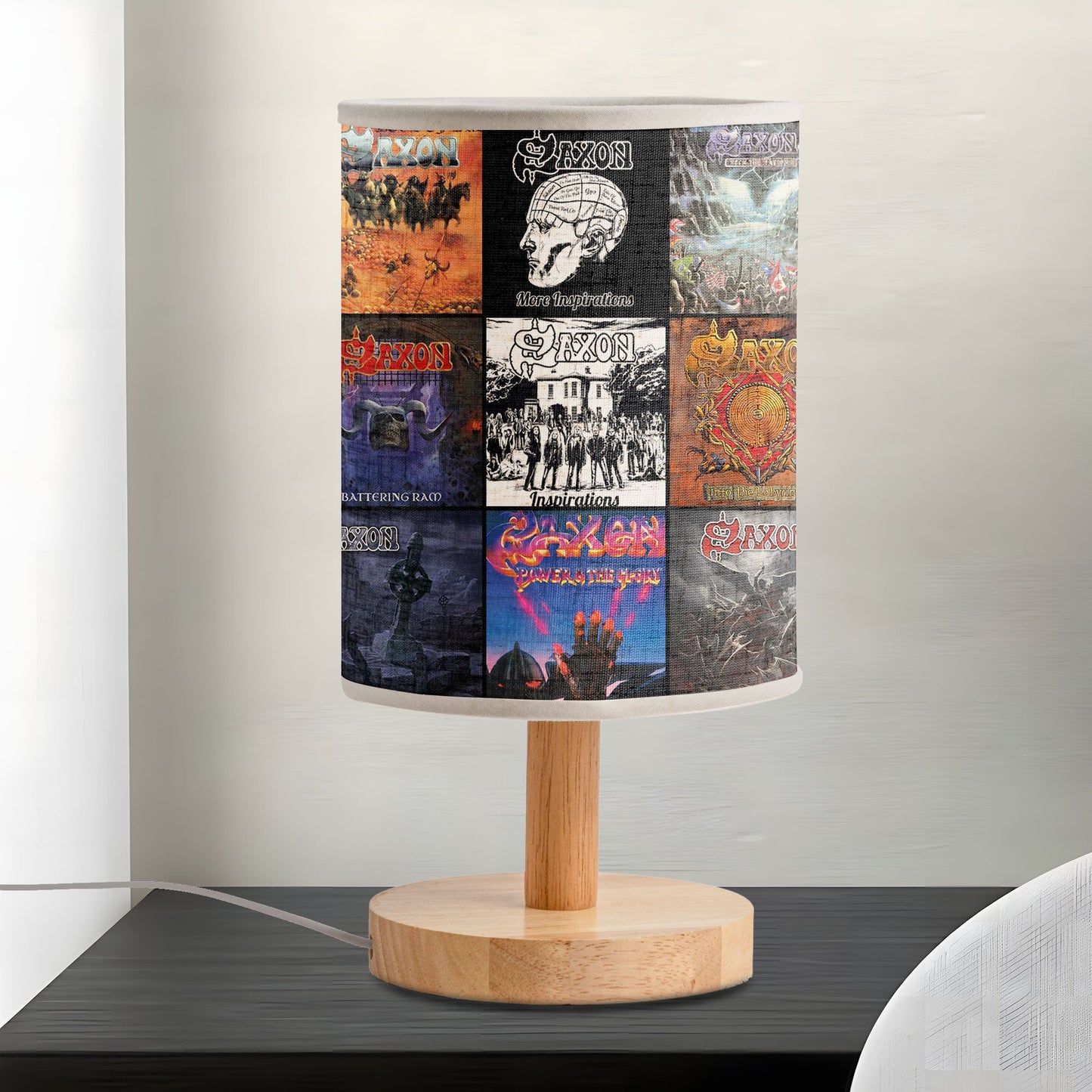 Saxon Fabric Lamp – Heavy Metal Titans Album Art Collection