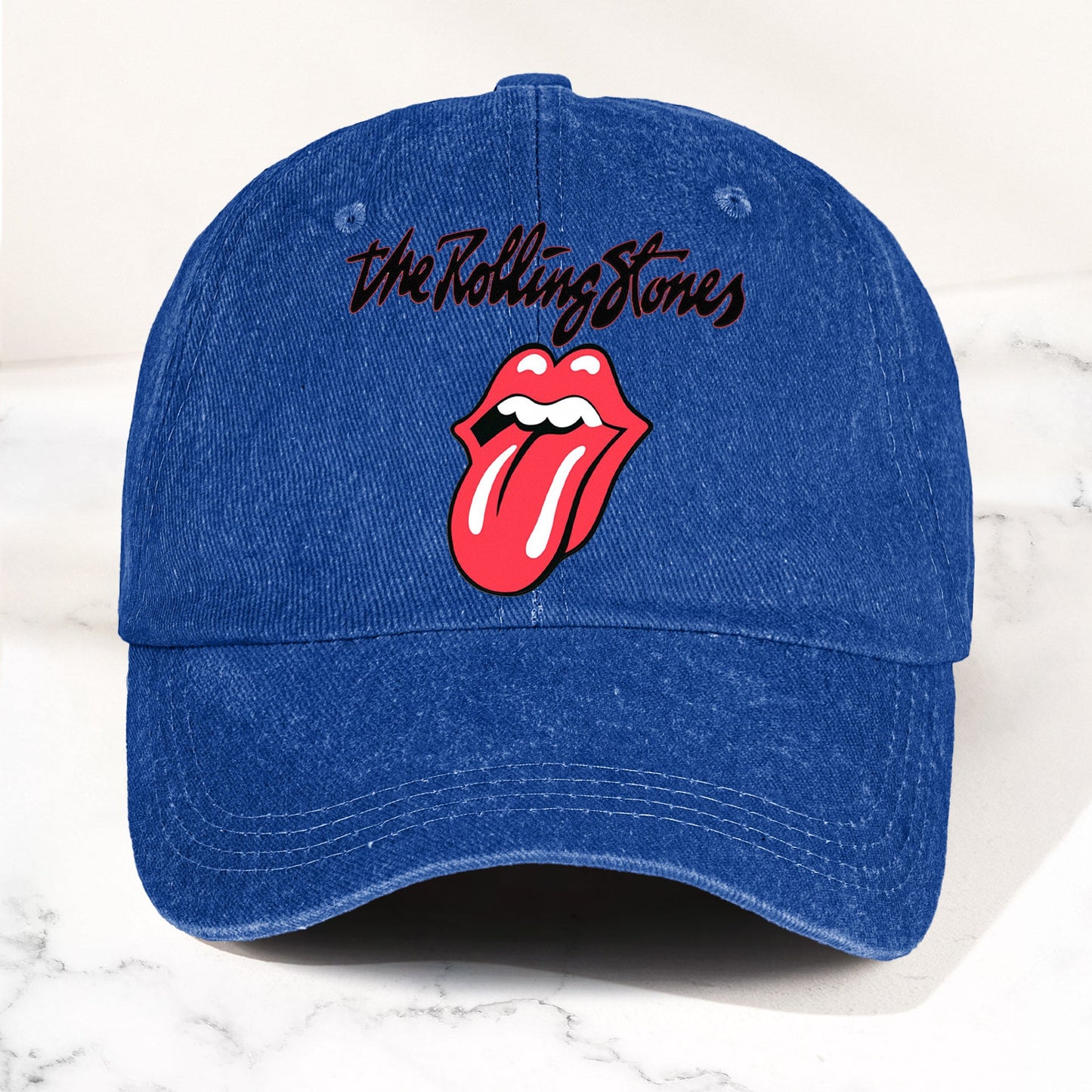 The Rolling Stones Denim Dad Cap – Classic Tongue Logo Design ( With BOX)