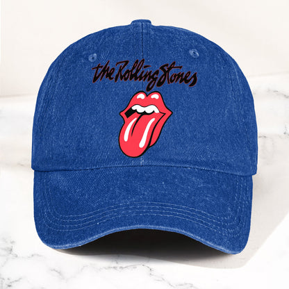 The Rolling Stones Denim Dad Cap – Classic Tongue Logo Design ( With BOX)