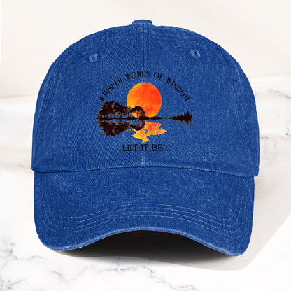 The Beatles Let It Be Whisper Words Of Wisdom Lyrics Graphic Denim Cap – Retro Rock Music Fan Cap (With Box)