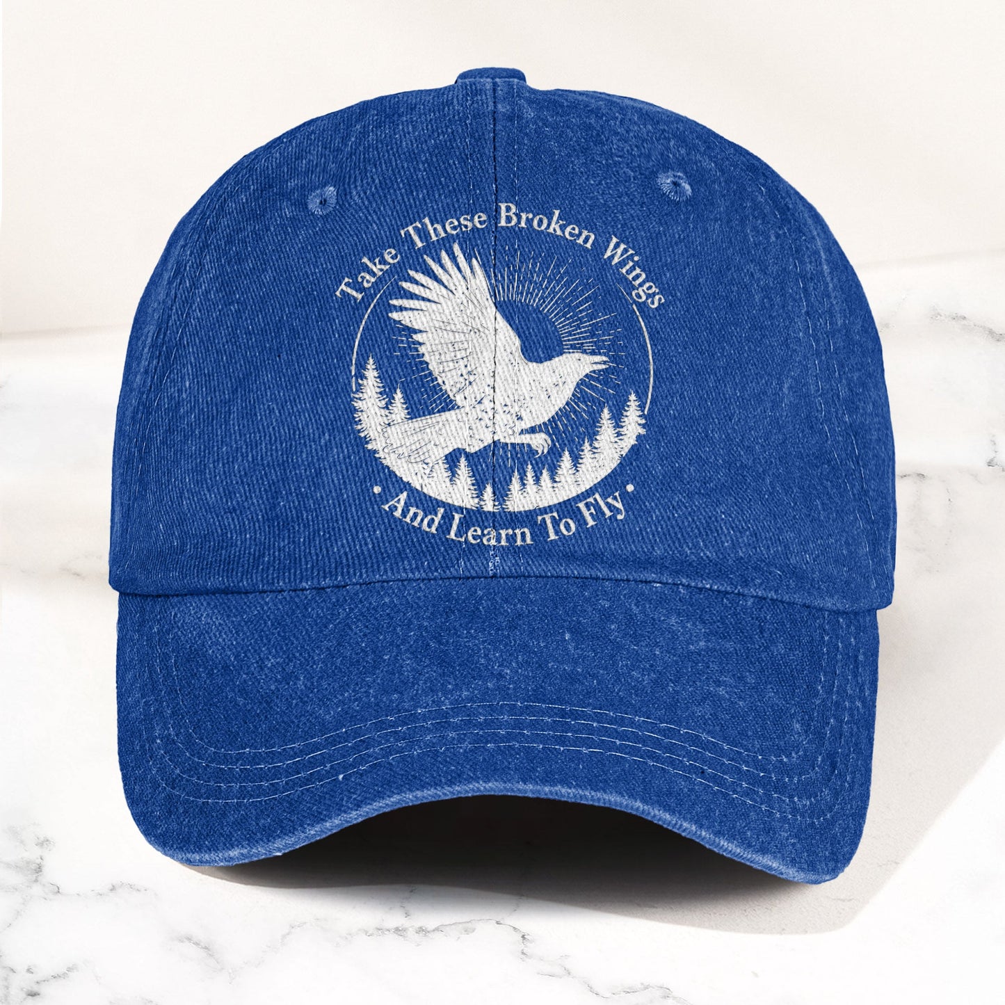 Broken Wings Take These Broken Wings And Learn To Fly Denim Cap – Retro Vintage Dad Cap Gift For Dad (With Box)