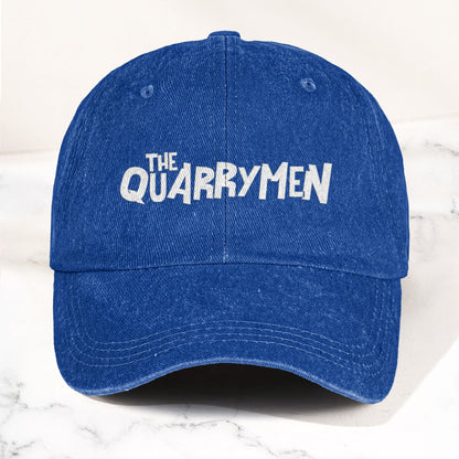 The Quarrymen Text Logo Denim Cap – Retro Rock Music Fan Cap (With Box)