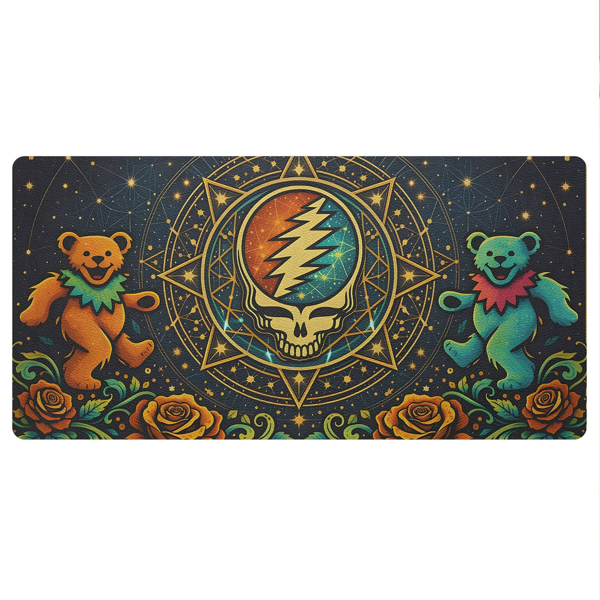 Grateful Dead Steal Your Face with Dancing Bears Desk Mat – Non-slip Keyboard Pad Gift For Music Lovers