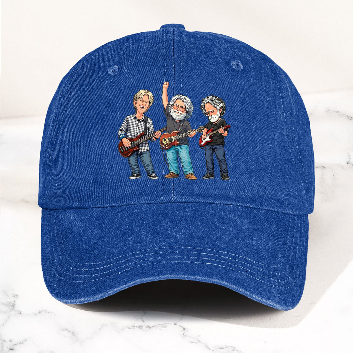 Grateful Dead Denim Dad Cap – Jerry Garcia Band Members Tribute Jam Band Hat (With BOX)