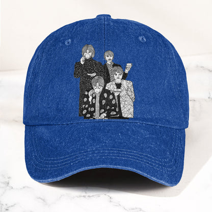 The Beatles Drinking Tea Denim Cap – Retro Vintage Rock Band Dad Cap Gift For Dad (With Box)