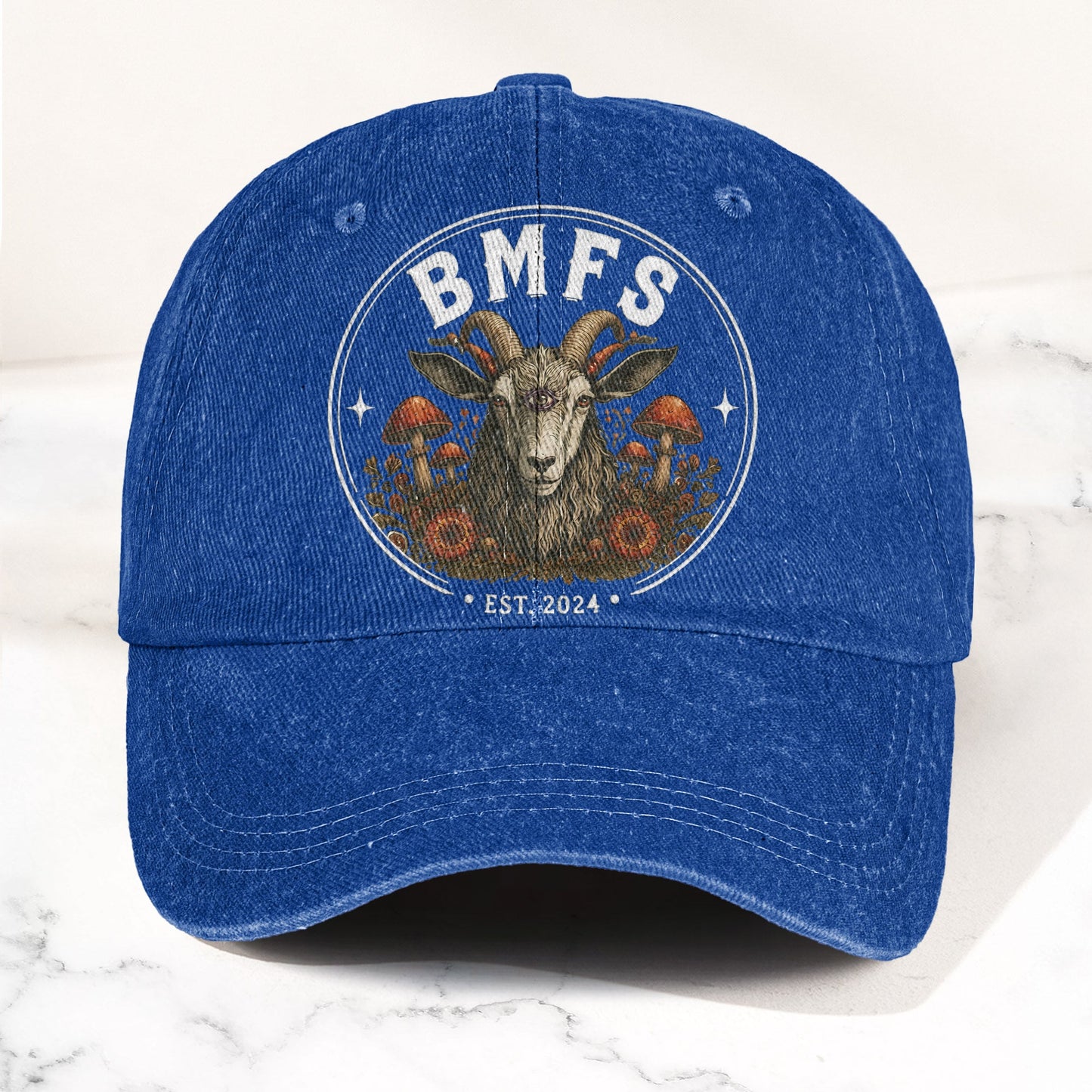Billy Strings BMFS Goat Three Eyed Goat Mushroom Vintage Graphic Denim Cap – Retro Vintage Dad Cap Gift For Dad (With Box)