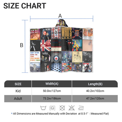The Who Rock Band Album Covers Wearable Hooded Blanket - Classic British Rock Music Gift for Fans