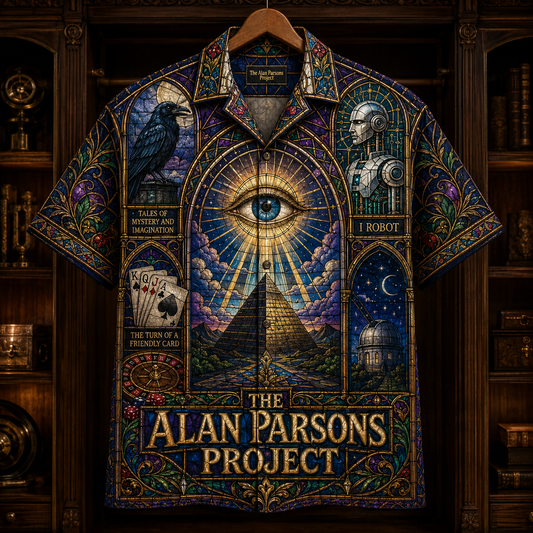 The Alan Parsons Project Hawaiian Shirt - Stained Glass Progressive Rock AOP Button-Up Shirt