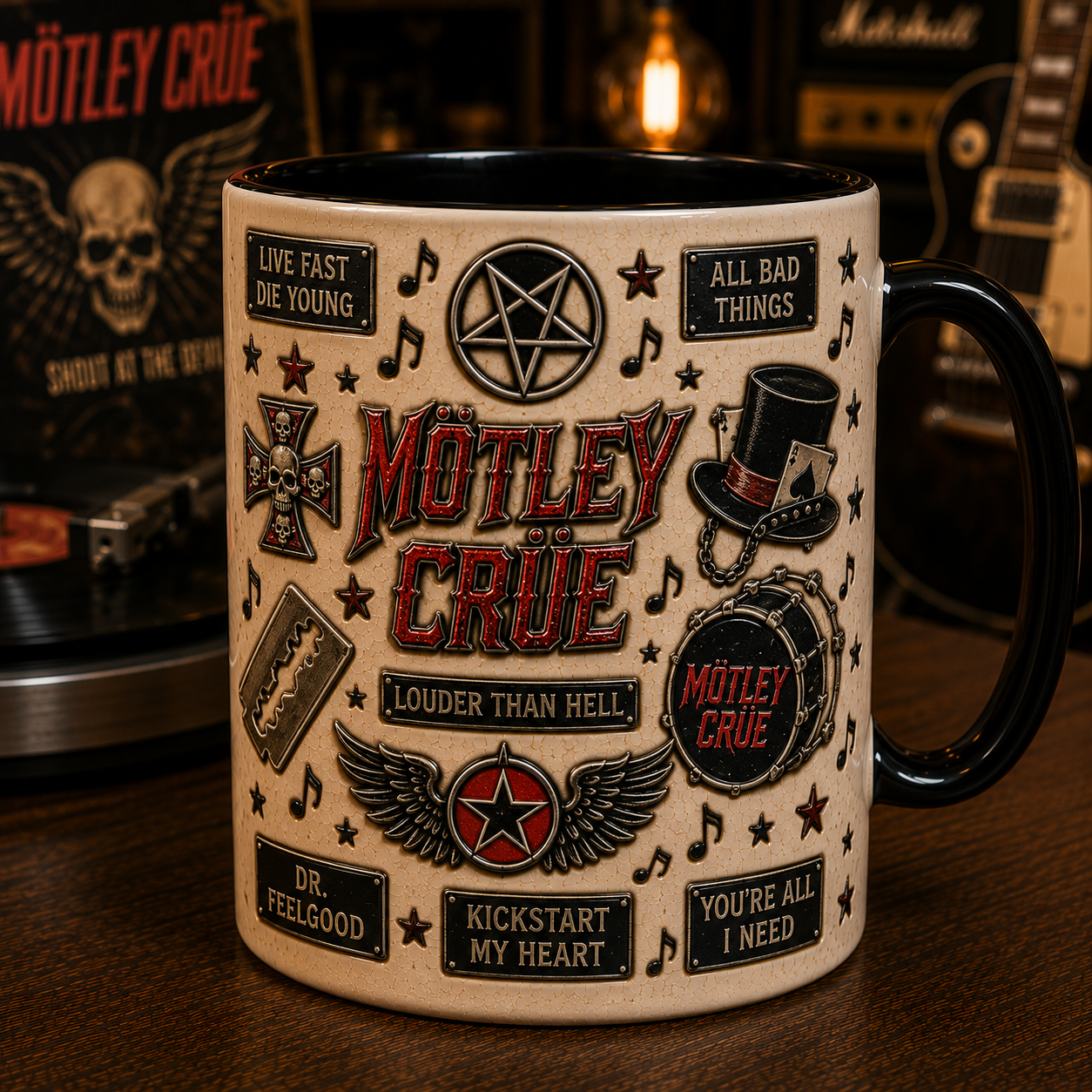 Motley Crue Mug – Kickstart My Heart Vintage Heavy Metal Ceramic Coffee Cup