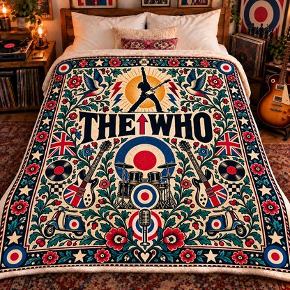 The Who Mod Target Sherpa Throw Blanket – Ultimate Classic Rock Band Fan Gift, Mod Target Bullseye British Rock Decor