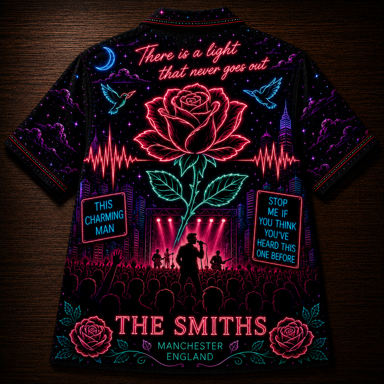 The Smiths Hawaiian Shirt - Unisex Neon Light Rose Morrissey Button Up