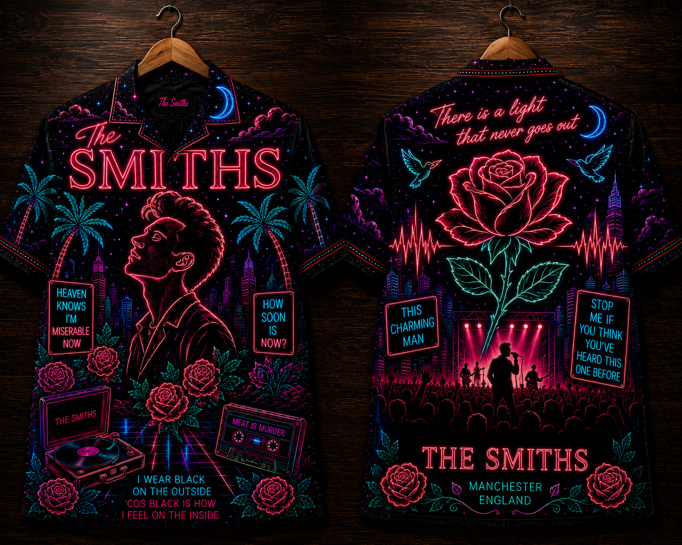The Smiths Hawaiian Shirt - Unisex Neon Light Rose Morrissey Button Up