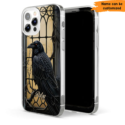 Gothic Raven Phone Case – Dark Mystery Inspired Personalized Clear Phone Case