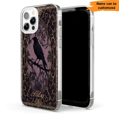 Gothic Raven Phone Case – Dark Vintage Crow Cover Personalized Clear Phone
