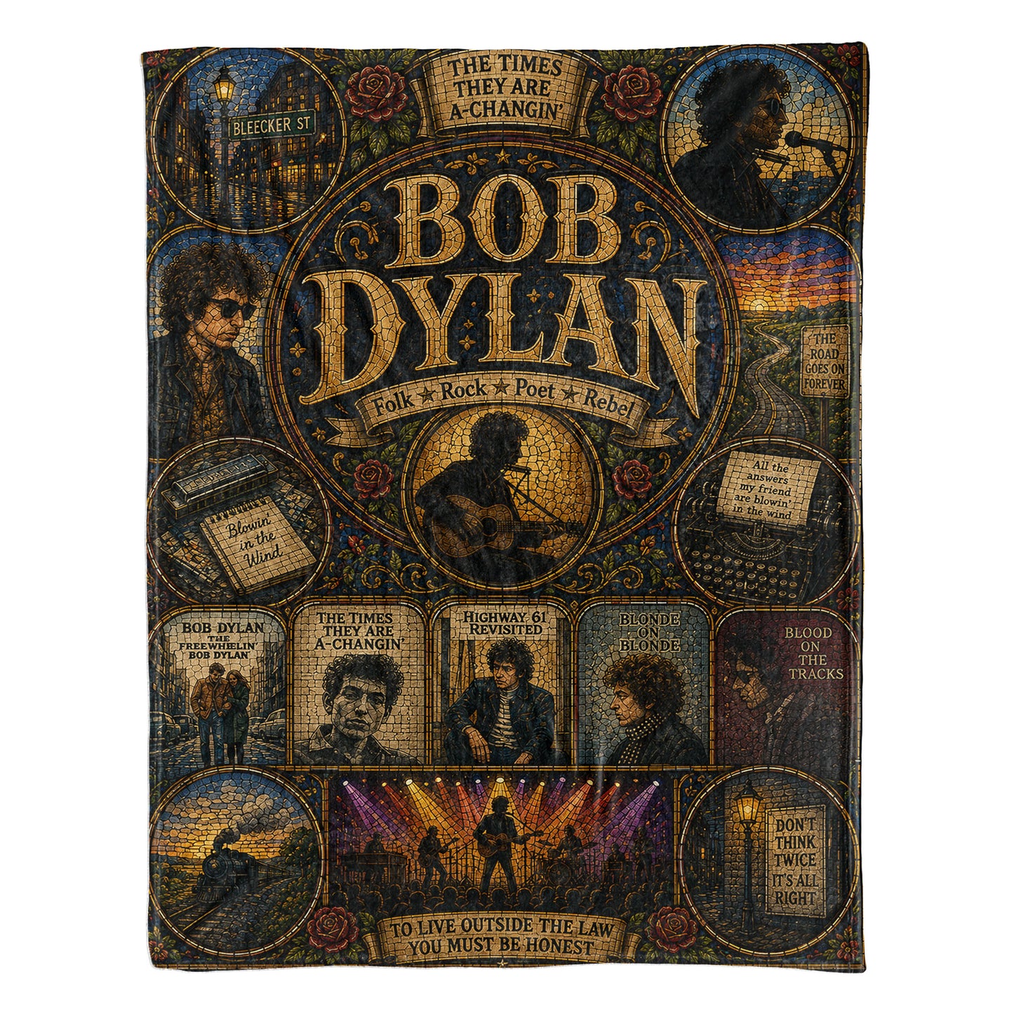 Bob Dylan Sherpa Blanket – Blowin' In The Wind Stained Glass Blanket
