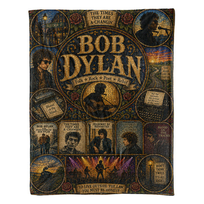 Bob Dylan Sherpa Blanket – Blowin' In The Wind Stained Glass Blanket