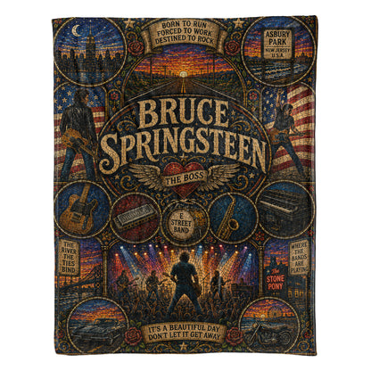 Bruce Springsteen Sherpa Blanket – Born To Run Stained Glass Blanket