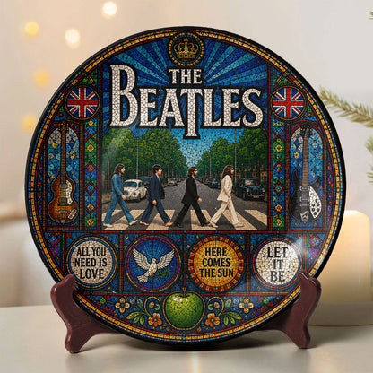 The Beatles Decorative Ceramic Plate with Stand – Stained Glass Abbey Road Rock Art Gift