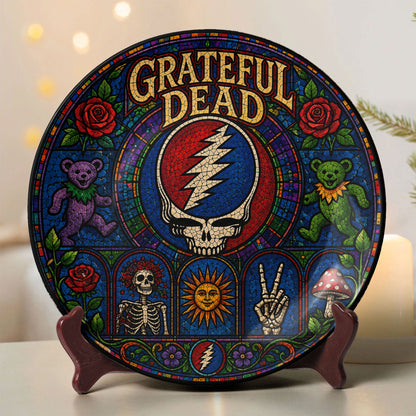 Grateful Dead Decorative Ceramic Plate with Display Stand – Classic Psychedelic Rock Gift