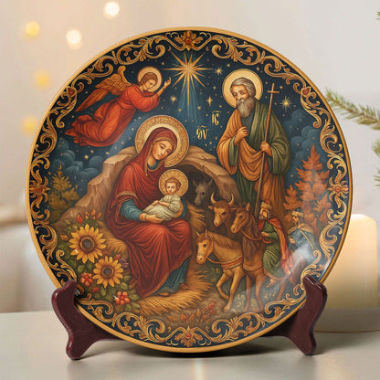 Holy Family Nativity Icon Decorative Ceramic Plate ?