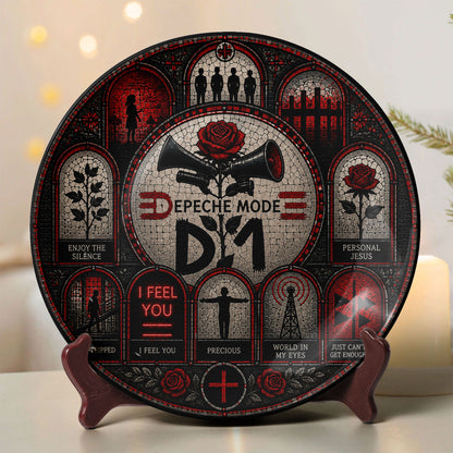 Depeche Mode Decorative Ceramic Plate with Stand – Stained Glass Synth Pop Rock Art Gift