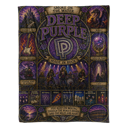 Deep Purple Band Sherpa Blanket – Machine Head & Burn Gothic Stained Glass Blanket