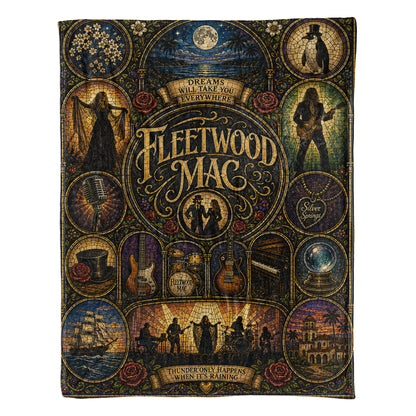 Fleetwood Mac Sherpa Blanket – Dreams Stained Glass Classic Rock Throw Blanket