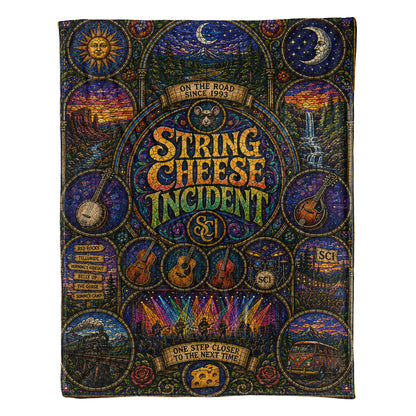The String Cheese Incident Sherpa Blanket – On The Road Stained Glass Blanket