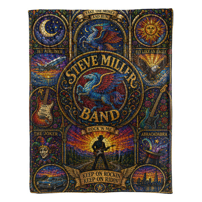 Steve Miller Band Sherpa Blanket – Fly Like An Eagle Stained Glass Blanket