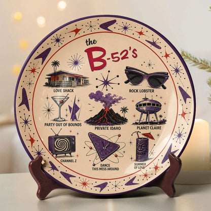 The B-52's Decorative Ceramic Plate – Retro New Wave Music Band Collectible Display Plate, Love Shack Wall Art Gift for Fans