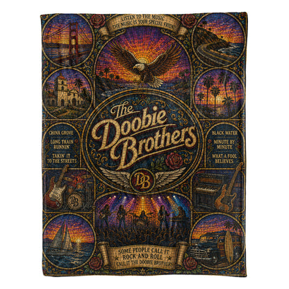 The Doobie Brothers Sherpa Blanket – Listen To The Music Stained Glass Blanket