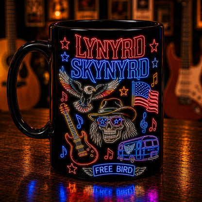 Lynyrd Skynyrd Neon Sign Mug – Free Bird Simple Man Southern Rock Coffee Cup