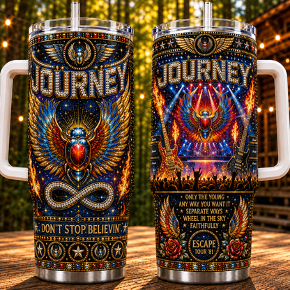 Journey 40oz Rhinestone Insulated Tumbler with Handle - Stainless Steel Travel Mug with Straw and Lid