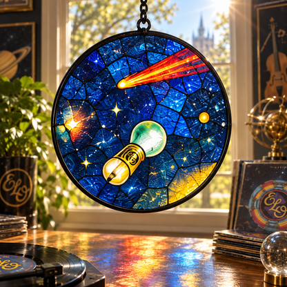 Electric Light Orchestra Suncatcher Set, 12 Stained Glass Album Window Hangings, ELO Classic Rock Music Gift