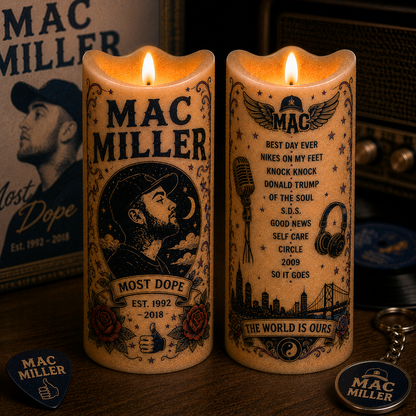 Mac Miller Most Dope LED Candle, The World Is Ours Flameless Candle, Hip Hop Rap Music Memorial Gift for Mac Miller Fans