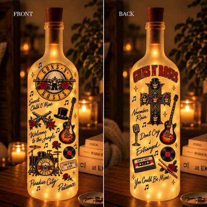Guns N’ Roses Bottle Lamp – Lighted Rock Music Decor, Classic Rock Gift for GNR Fans