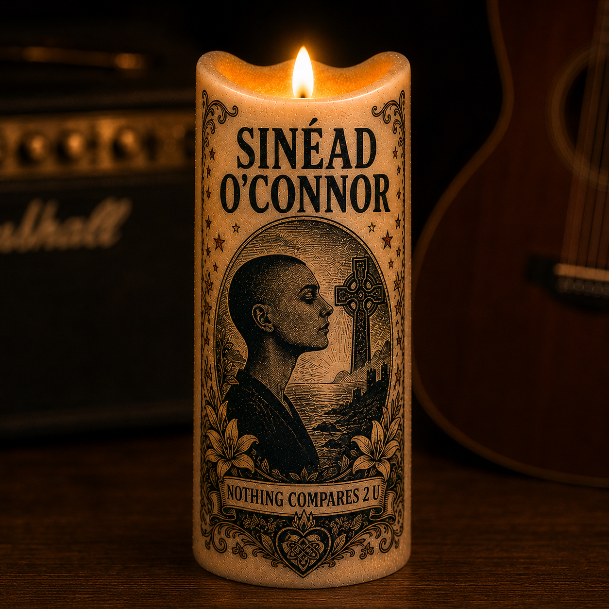 Sinéad O'Connor Nothing Compares 2 U Flameless LED Candle, Irish Music Inspired LED Candle, Battery Operated Candle, Music Lover Gift, Sinéad O'Connor Home Decor